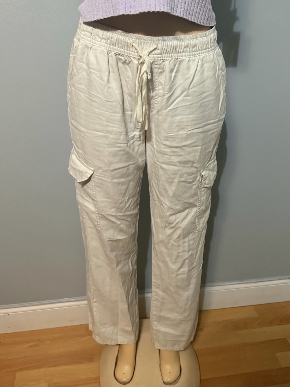 Sanctuary Cream Cargo Drawstring Pants